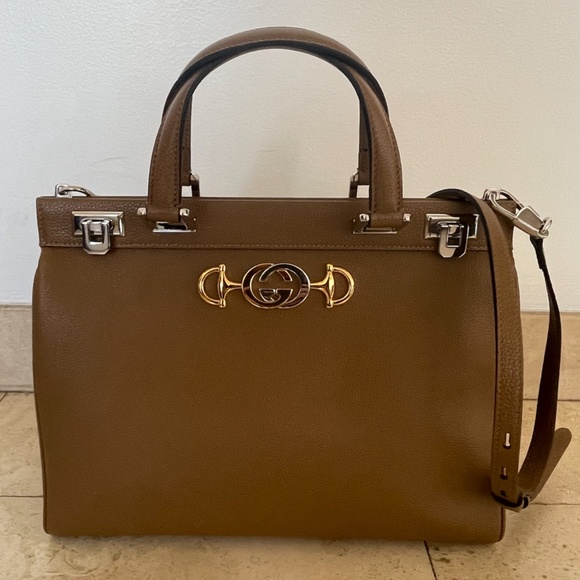 Gucci Horsebit Medium Zuki Interlocking Gg Top Beige Leather Shoulder Bag - Picture 4 of 13